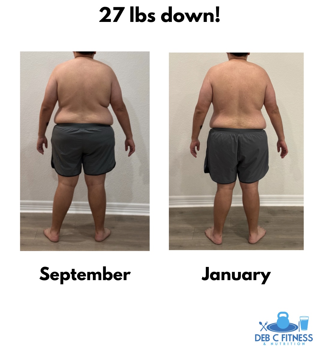 Jose progress — back view September vs January