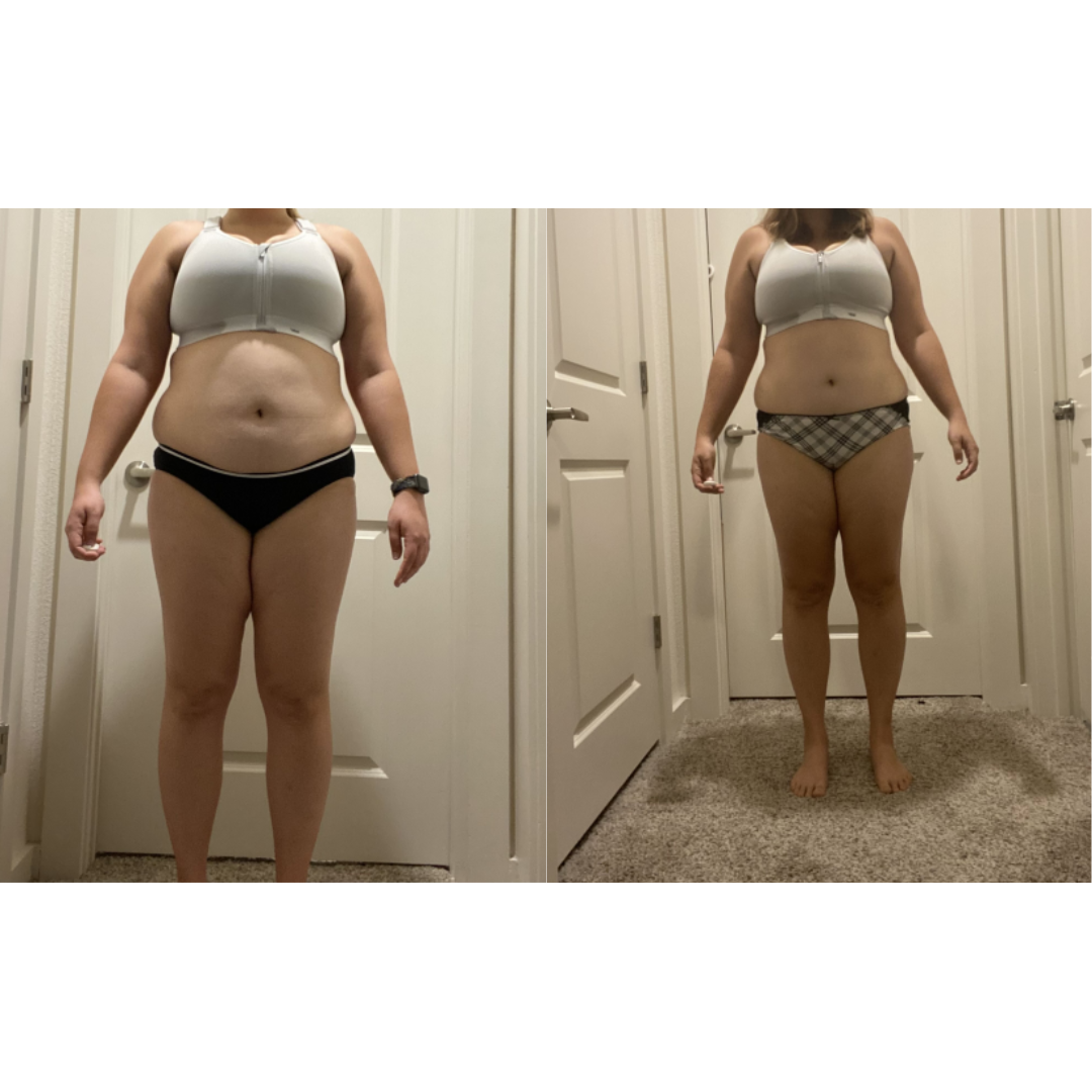 Kayla progress — front view before and after